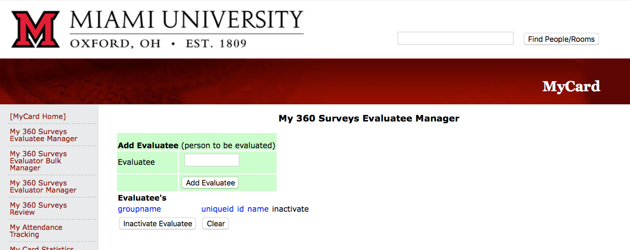 My 360 Surveys Evaluatee Manager